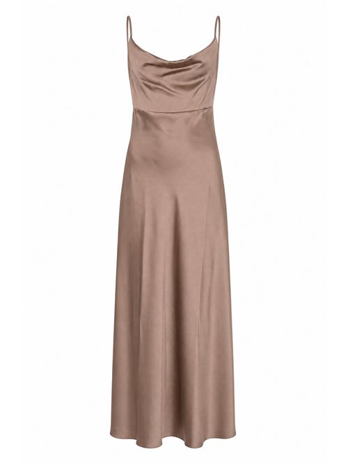 Abito lungo in raso fluido Mocha D. Exterior | 626616MOCH